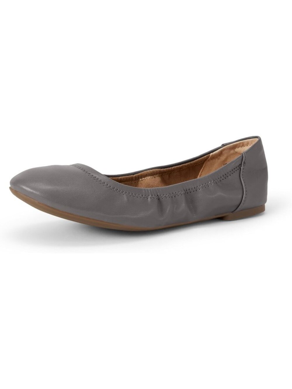 Women's Charcoal Faux Leather Synthetic Comfortable Slip-On Ballet Flat Shoes